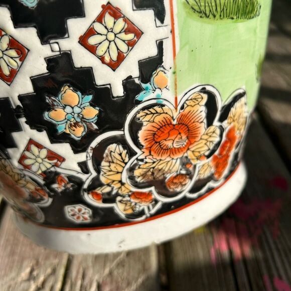 Vintage 25.5" Large Chinese Vase Geishas Hand Painted Porcelain Tall Chinoiserie - Picture 7 of 16